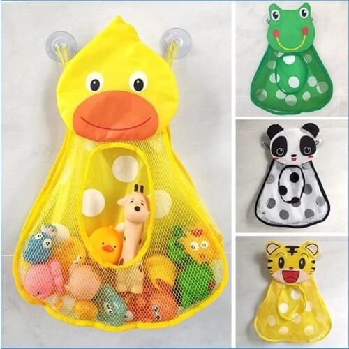 Baby Bath Toys Cute Duck Frogs Mesh Net Toy Storage Bag Strong Suction Cups Bath Game Bag Bathroom Organizer Water Toys L3