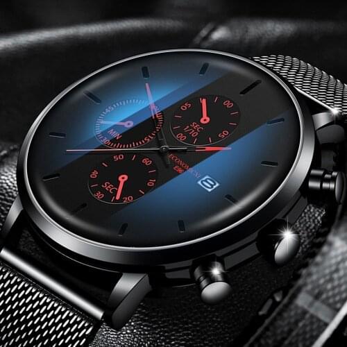 ECONOMICXI Mens Watch Luminous Quartz Wristwatch Stainless Steel Waterproof Watch Men Clock Relogio Masculino With Calendar