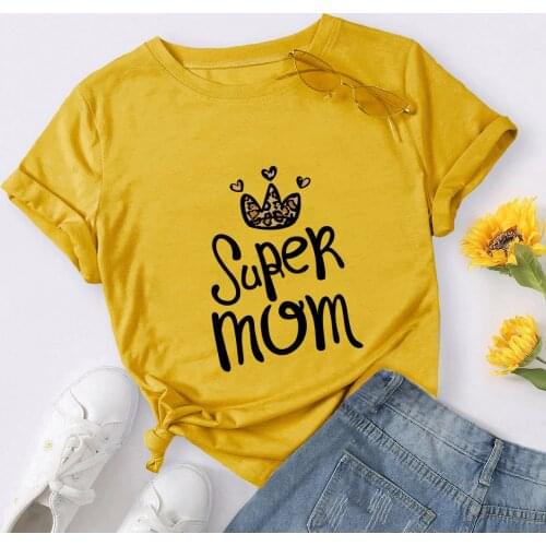 Summer Women T Shirt Cotton 5XL Plus Size Cute Mom Letters Crown Print Casual Short Sleeve Graphic Tee Tops Oversized TShirts