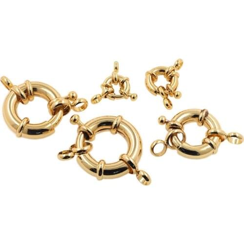 10pcs/Lot Wheel Spring Buckle Handmade Accessories For Jewelry Supplies Round Necklace Bracelet Connector Buckle 14k Gold Plated