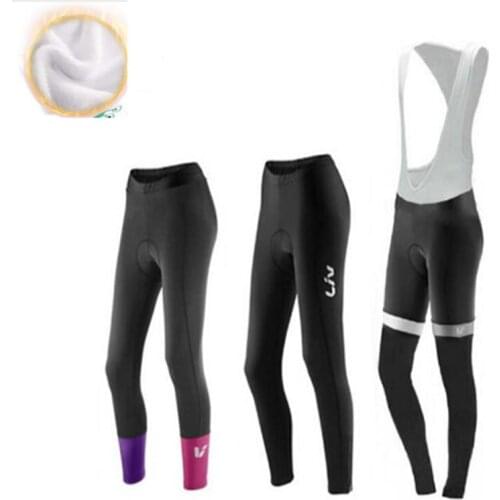 2020 Black / Red Liv Winter Cycling Pants 19d Gel Pad Bicycle Pants Long Culotte Ciclismo Women Thermal Fleece Cycling Wear