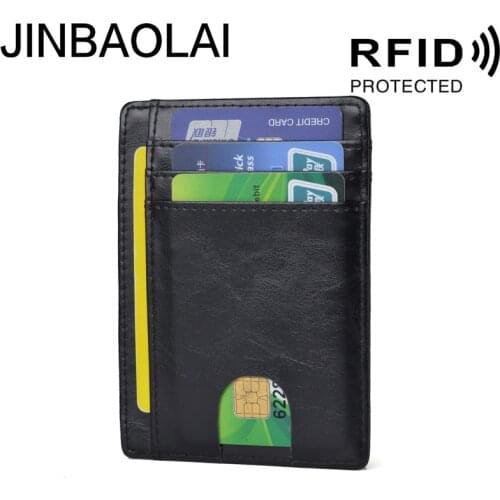 Mens Genuine Leather Card Bag Card Holder Credit Card RFID Multi-Card Small Card Clamp Custom Anti-Magnetic Card Holder