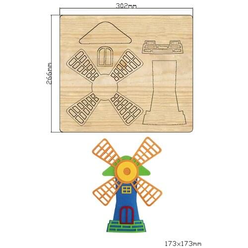 2021 New Windmill Cottage Cutting Die Mold Diy Decoration Wooden Knife Mould Suitable For Fustelle Cutters