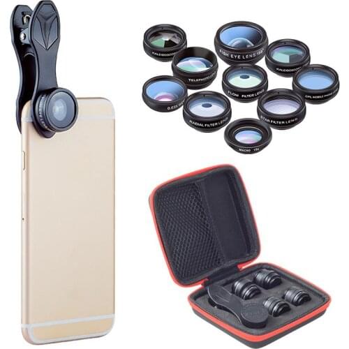 Phone Camera Lens 10 In 1 Kit Wide Fisheye Telephoto Micro Lens With Remote Shutter
