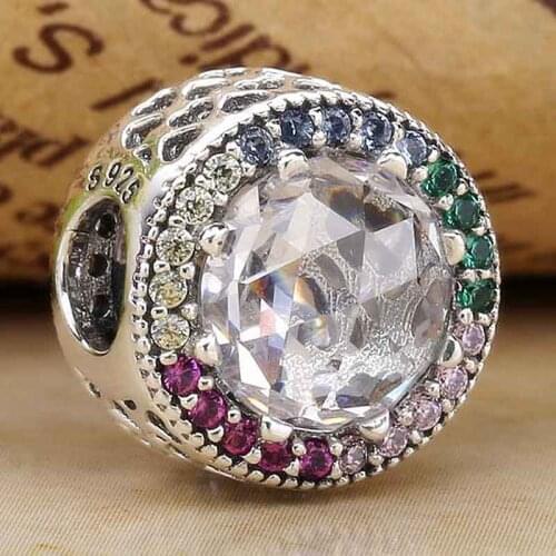 Original Rainbow Radiant Hearts With Mix Crystal Beads Fit 925 Sterling Silver Bead Charm Bracelet Bangle Diy Jewelry