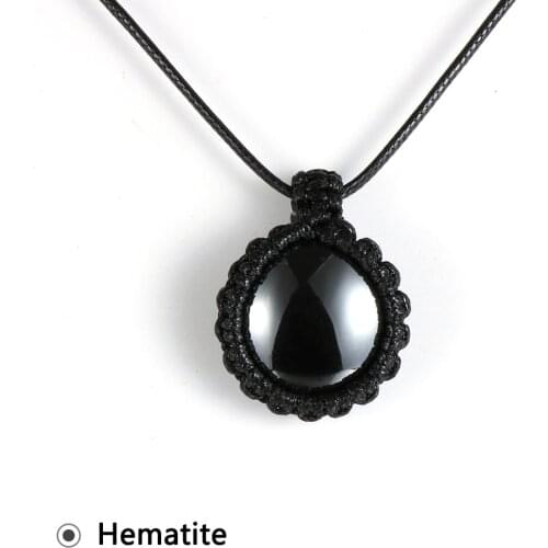 Natural Stone Pendant Necklace For Women 2.5CM Round Statement Pink Crystal Tiger Eye Lapis Lazuli Choker Handmade Necklaces