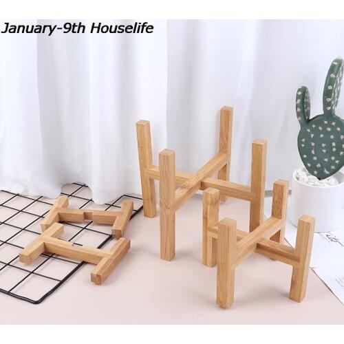 Flower Stand Pot Rack Strong Free Standing Bonsai Holder Home Garden Indoor Display Plant Stand Shelf Wood Planter Pot Trays
