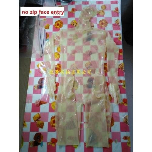 Transparent Face Entry Full Body Latex Rubber Catsuit Fetish Bodysuits Hood Customize