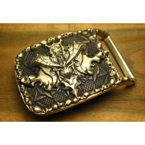 Handmade The DIABLO Ⅲ - Book of Cain Pattern High-grade Brass Belt Buckle ｜ Mens Belt Head ｜ Belt Accessories