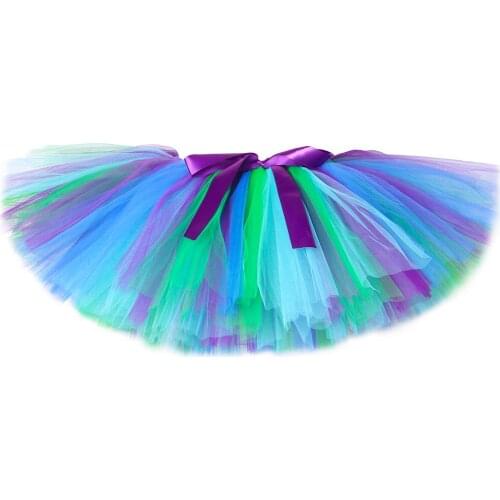 Mermai Peacock Girls Tutu Skirt Fluffy Birthday Party Children Baby Girl Tutu Tulle Skirt Ballet Dance Kids Girls Mini Skirts