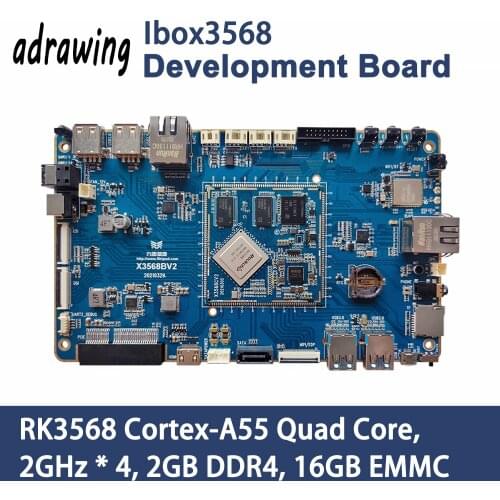 RK3568 Development Board Ibox3568 ARM Cortex-A55 Quad Core 2GB DDR4 16GB EMMC