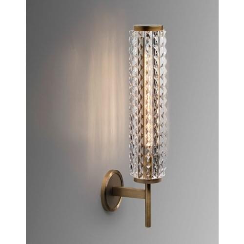 Modern copper wall lamps luxury crystal wall light living room bathroom mirror headlight villa Stair Background Led Wall Sconces