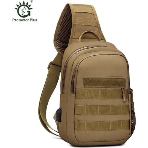 Tactical Shoulder Backpack Military Mens Crossbody Chest Bag Hiking Molle Sling Protable Bag With USB Charging