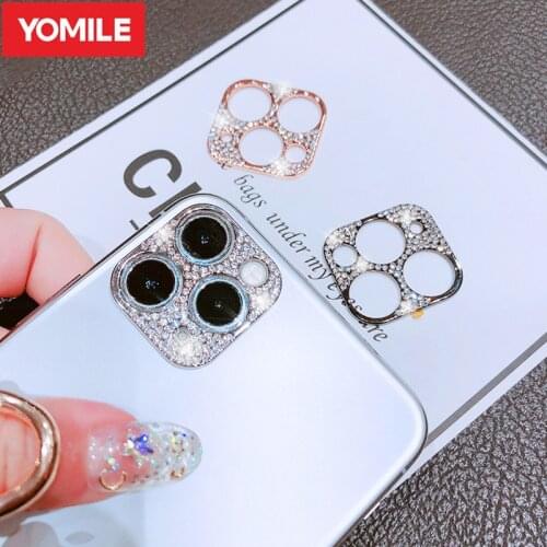 For iPhone 11 Camera Lens Protector Colorful Glitter Shining Rhinestone Shockproof Camera film for 12 Pro Max Camera Accessories