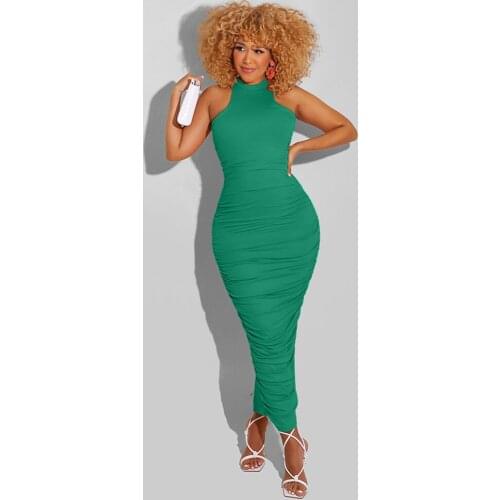 Yellow/red/green Off Shoulder Pleated Maxi Dress Summer Dresses for Women Ruched Outfits Elegant Female Night Club Party Dress