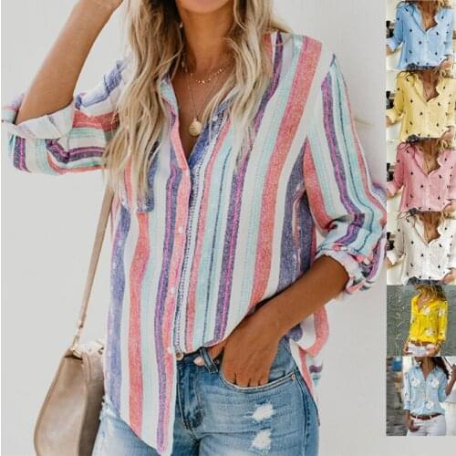Women Stripe Shirt Blouses Long Sleeve Casual OL Cotton Shirt Spring Autumn Blouse Loose Button Plus Size Mujer Blusas Shirt Top