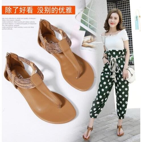 35 36 37 38 39 40 41 42 WomenS Summer Shoes 2021 New Fashion Sandals Female Dress For Woman Flip Flops Flat Leather Sandals