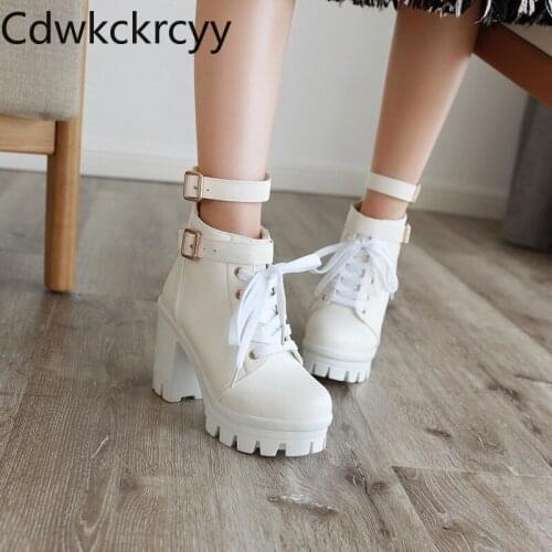 Winter The New fashion Round head Thick heel Martin boots white Sexy Handsome Plus velvet Keep warm High heel Women boots 34-43