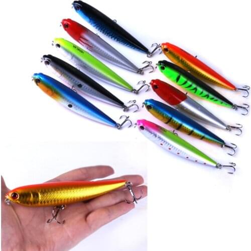 Pencil Hard Baits Minnow Fishing Lure 10Pcs Snakehead Wobbler 11.5cm 20g Top Water Dogs Sea Bass Pike Perch