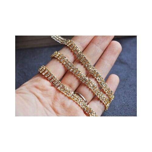 Gold crystal rhinestone tassels Wedding dress accessories Beaded Lace Trim fabric applique patches sew on trim for clothes