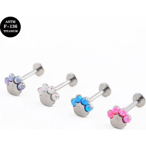 16G Implant Grade Titanium ASTM F136 Internal Thread Screw Labret Cluster Opal Cat Cartilage Helix Ear Piercing Body Jewelry