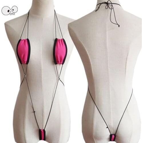 2020 NEW G-String One-Piece Swimsuit Women Micro String Halter Bikini Lingerie Thong Monokini Sexy Clubwear Erotic Bodysuits