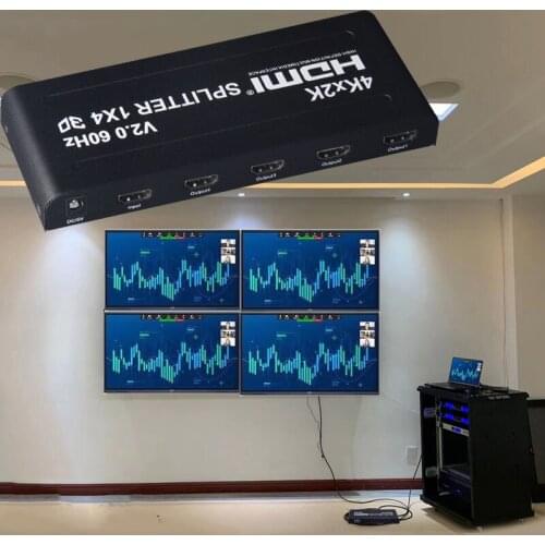 4Kx2k 1080P HDMI Splitter 4K 60Hz HDMI Splitter 1x4 HDMI2.0 1 In 4 Out Video Converter for PS4 STB DVD PC Output To 4 TV Monitor