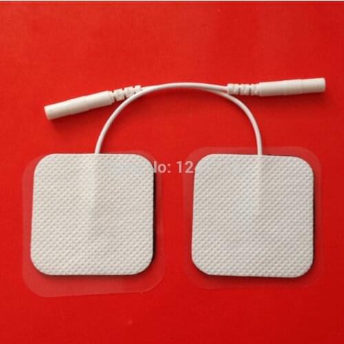 DHL Freeshipping 1000pcs/lot Tens Machine Electrode Pads with cable for full body massager pulse therapy machine pad 4*4cm