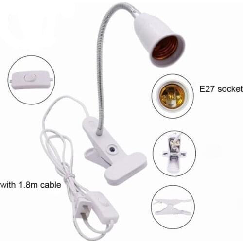 30cm Flexible Lamp Holder Socket E27 Base Table Lights with On Off Switch EU US Plug for Bedroom Bedside Lamp Plant Growth Light