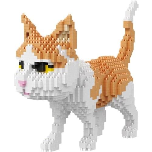 Cartoon Cat Block Micro Sitting Lying Shaking Walking Model Block Building Brick Toy Cat Model for Kids