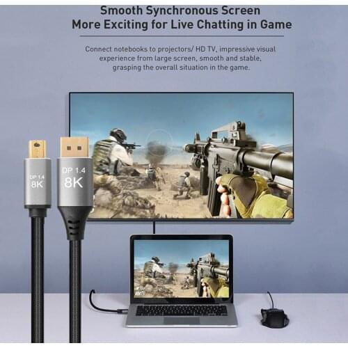 DisplayPort to DP Cable 8K/60Hz Male to Male B0305 Mini Monitor TV DP 1.4 Cord for Household Music Audio Decoration