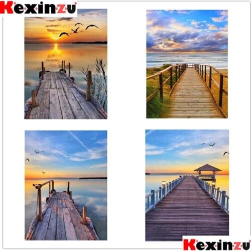 Kexinzu 5D Diamond Painting Sea Scenery Full Square Diamond Mosaic Diamond Embroidery Rhinestone Picture Decor Home Gift 4