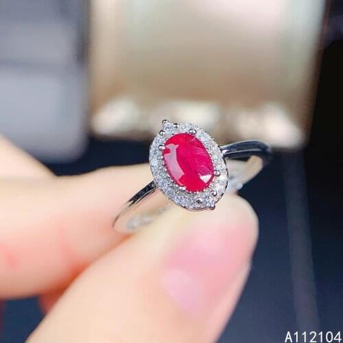 KJJEAXCMY fine jewelry 925 sterling silver inlaid natural ruby women fresh peculiar OL style adjustable gem ring support detecti