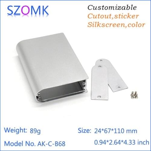 1 piece, 24*67*110mm szomk gps tracker outlet boxes aluminum amplifier enclosure silvery extruded aluminum case project box