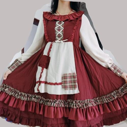Red Lolita Dress Medieval Dress Women Princess Dress Halloween Costume for Girls Kawaii Clothes Lolita