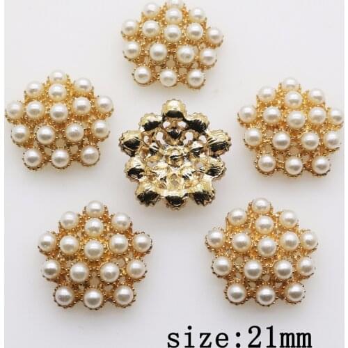 YWXINXI New Hot 10Pcs 21mm Round alloy Diy jewelry Accessories alloy pearl pedestal embellishments caps wedding Decoration