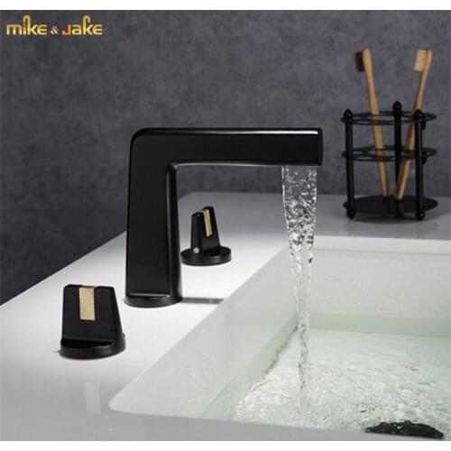 Matt black brass basin faucet bathroom hot and cold double handle faucet basin sink crane bathroom black mixer tap