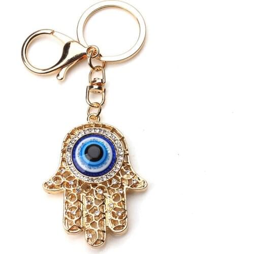 Fashion Hamsa Evil Eye Keychain For Women Girls HandBags 2018 Vintage Gold Silver Crystal Key Chains Metal Key Ring Jewelry