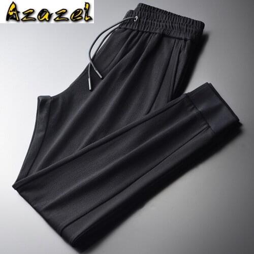 Azazel Black Jacquard Male Pants High Quality Autumn Casual Solid Color Sport Man Pants Fashion Elastic Waist Mens Trousers