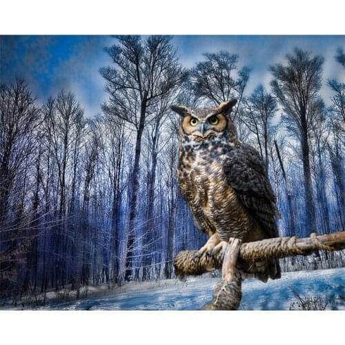 Woods Owl Animal Needlework Aide sets Cross stitch 14CT Unprinted Embroidery kits Arts Cross-Stitching,DIY Handmade Home Decor