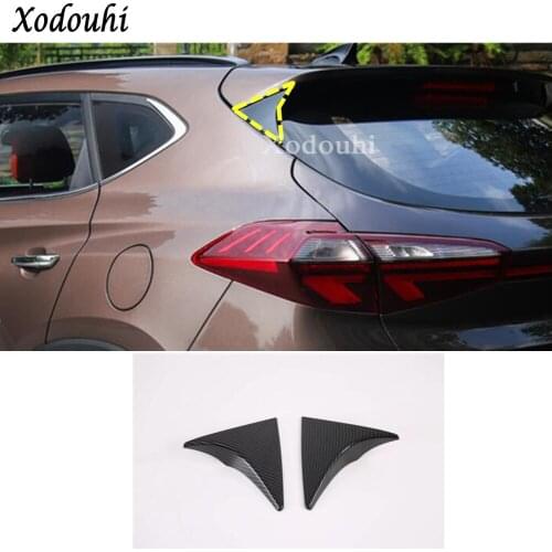 For Hyundai Tucson 2019 2020 Car Cover Body Chrome ABS Rear Tail Spoiler Side Triangle Molding Window Bezel Trim Sticks 2pcs