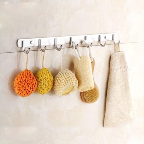 Wall Mounted Utensil Rack Stainless Steel Hanging Kitchen Rail with 3-7 Removable Hooks Hanger Organizer