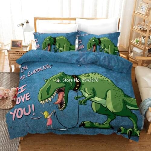 New 3D HD Printed Dinosaur Patterns Bedding Set Kids Love Bedding Set Bedcover Pillowcase Linen Duvet Set Deluxe Full-Size Boys