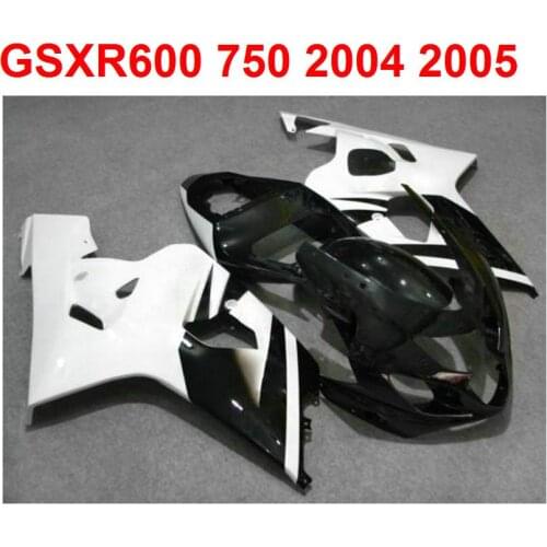 Pop!! Motorcycle Fairing kit For Suzuki gsxr600 750 2004 2005 04 05 WHITE BLACK fairings Customize sticker m80