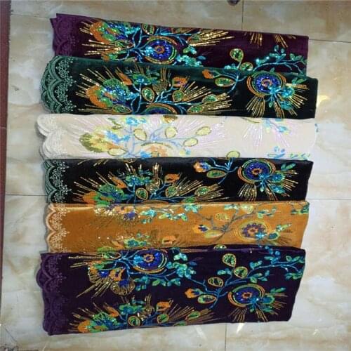 African Velvet Lace Fabrics 2020 sequins High Quality Lace Nigerian Tulle Lace Fabric Bride French Net Lace Fabric For Dress