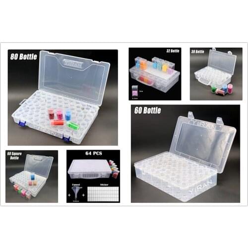 28/32/36/56/60/64/80 Grids Multipurpose Transparent Container Case Diamond Painting Accessories Diamond Mosaic Organizer Boxes