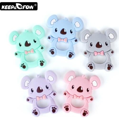 Keep Grow 1pc Koala Baby Silicone Teether Teething Toy Infant Teether Bead DIY Necklace Nursing Tool Pendant Food Grade Silicone