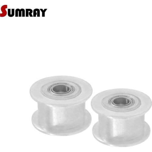 SUMRAY 3M Idler Pulley 16T Without Teeth Bore 3/4/5mm Timing Pulley Wheel 11/16mm Belt Width Tooth Belt Idler Pulley 2pcs
