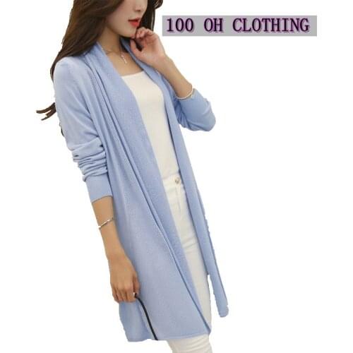 OHCLOTHING 2018 spring summer air conditioning shirt womens medium-long loose sweater female cardigan thin outerwear OH100