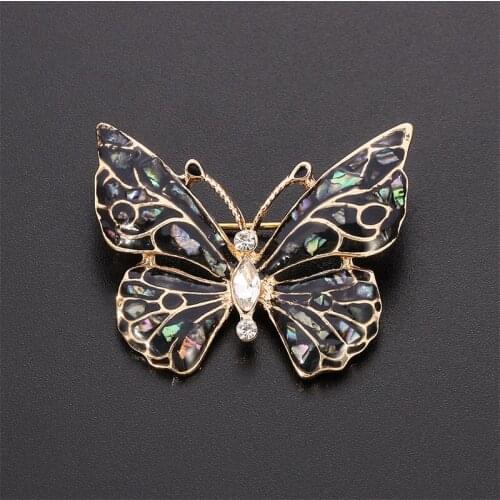 Vintage Black Enamel Butterfly Brooch Pins Charming Fashionable Girls' Jewelry Gift